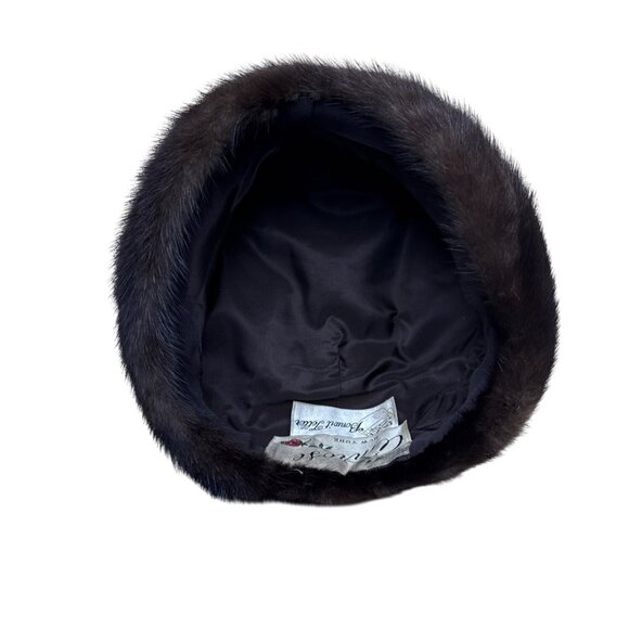 Vintage Amrose New York Brown Mink Fur Hat Satin Lining 22" Circ Winter Fashion - Picture 6 of 8
